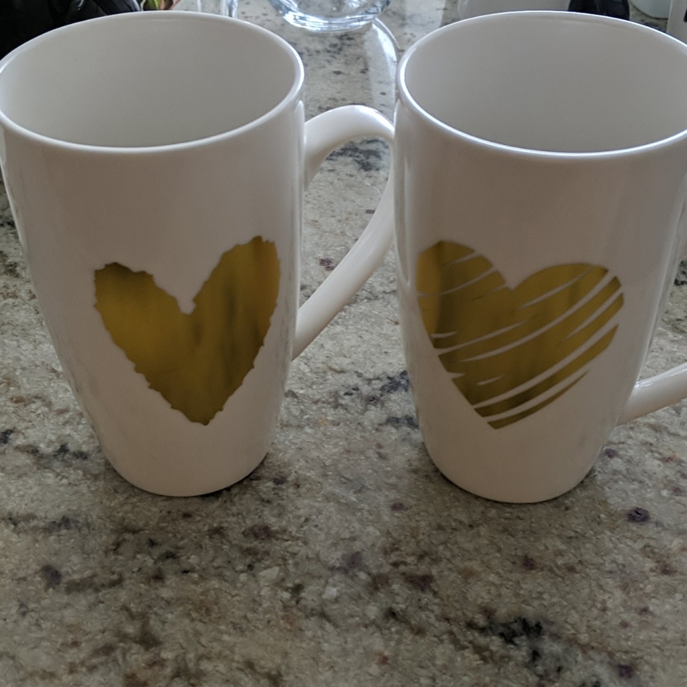 5/$45 West Elm Gold Heart Mug Set